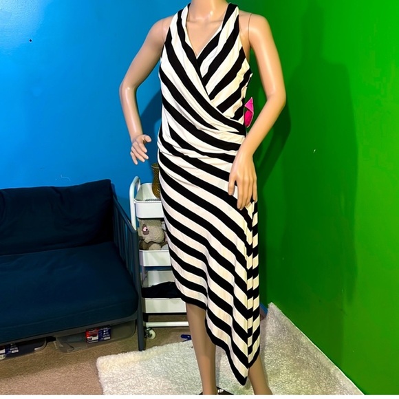 Betsey Johnson Dresses & Skirts - Betsey Johnson Black & White striped Dress | Halter Neck, Racerback